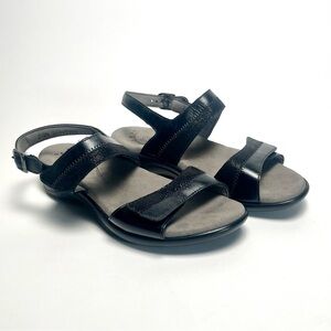 SAS Nudu Black Leather Comfort Sandals Women's 8.5 Genuine Leather USA New